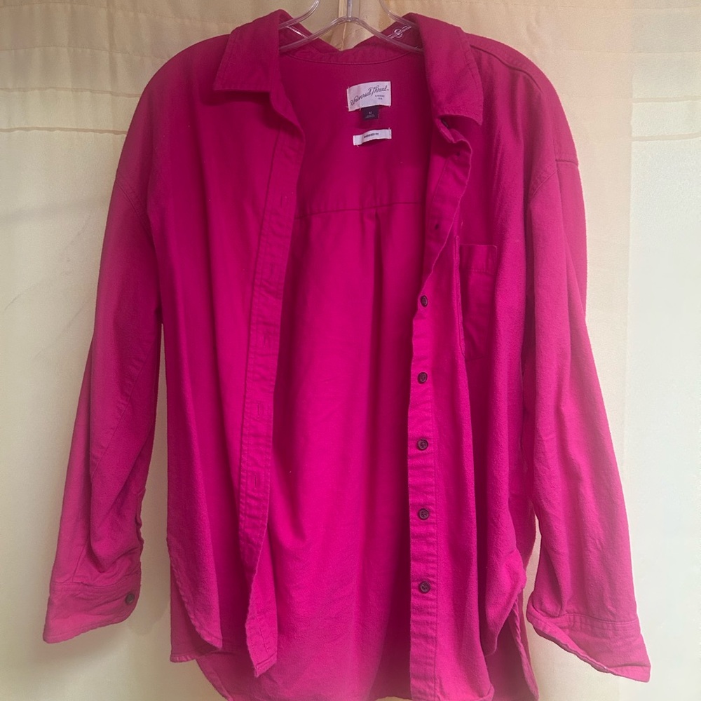 Universal Thread Pink Oversized Button Down Flannel Shirt